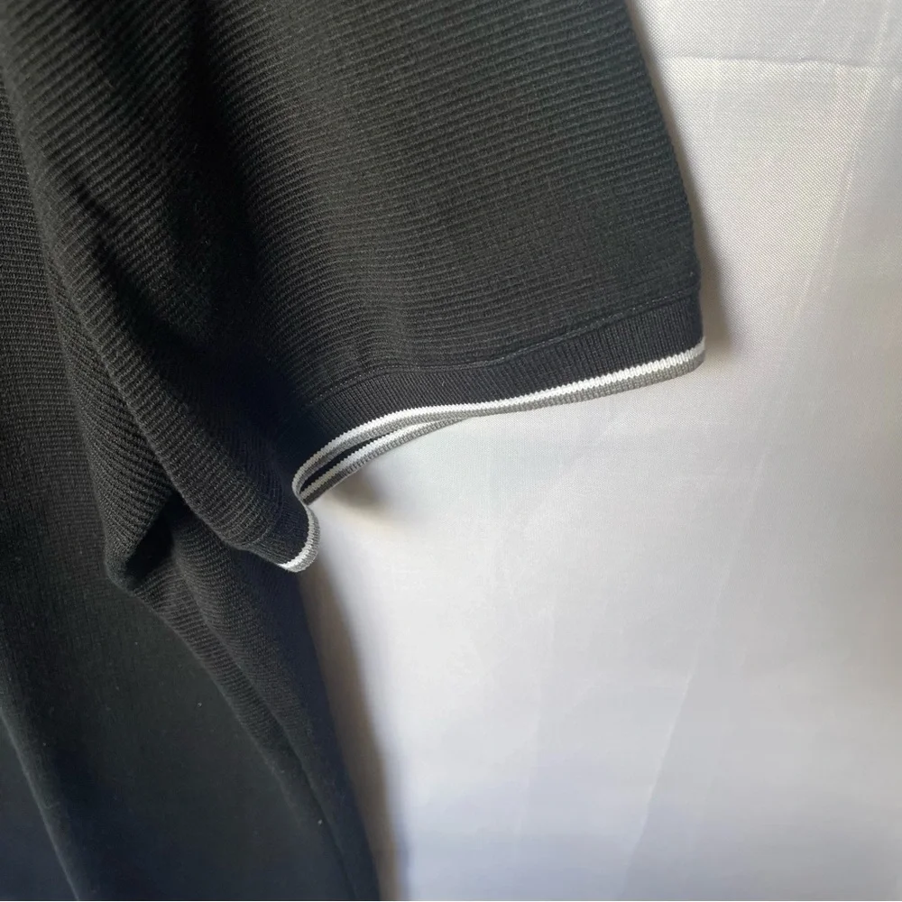 Banana Republic Luxury Touch Slim Fit Polo Black White Trim Size Large